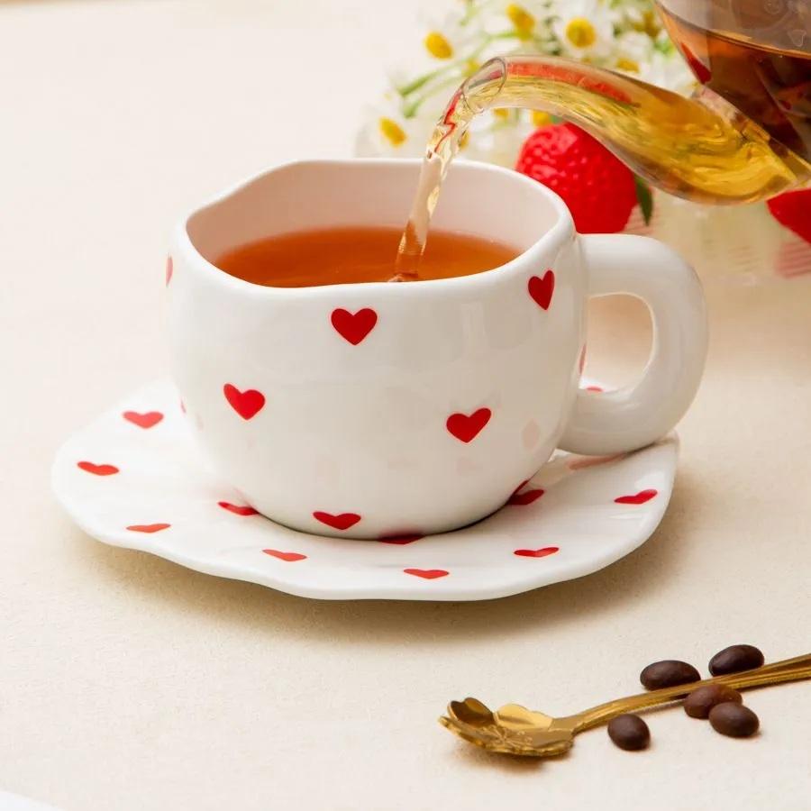 Чашка с блюдцем, Hearts, 300ml