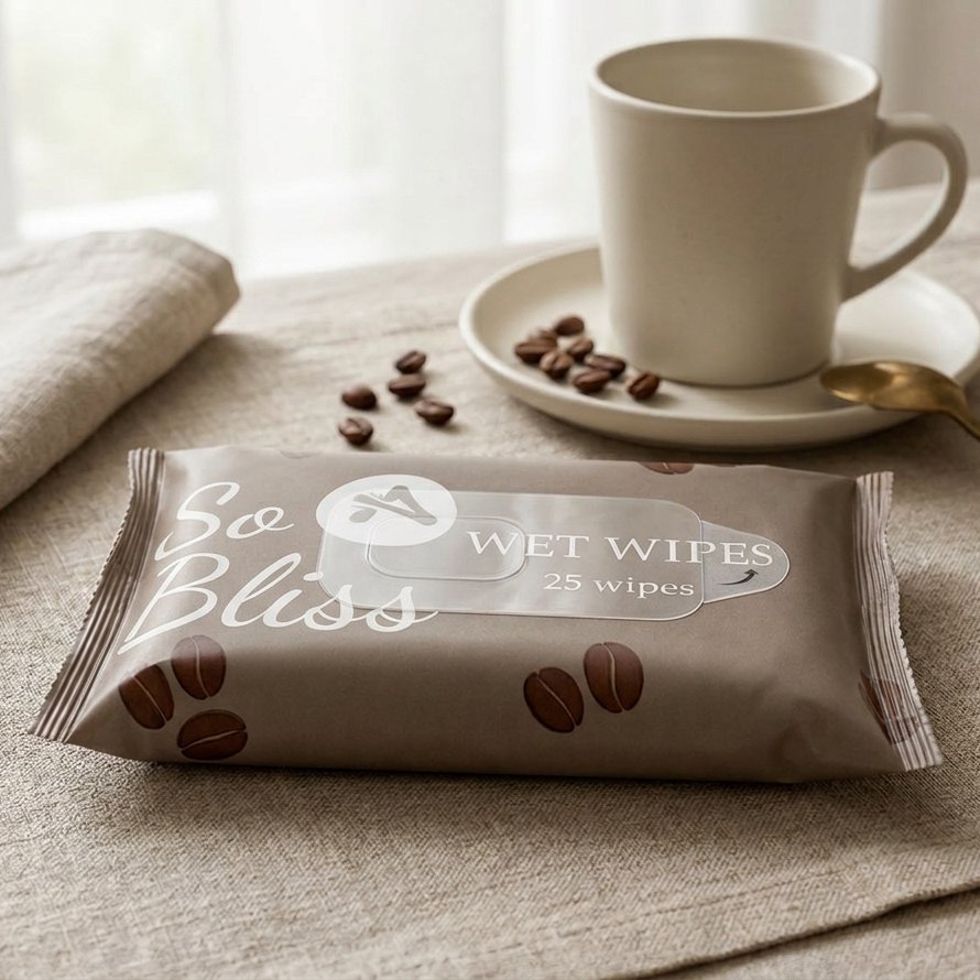 Șervețele umede Go Bliss cu aromă de cappuccino — 25 bucăți