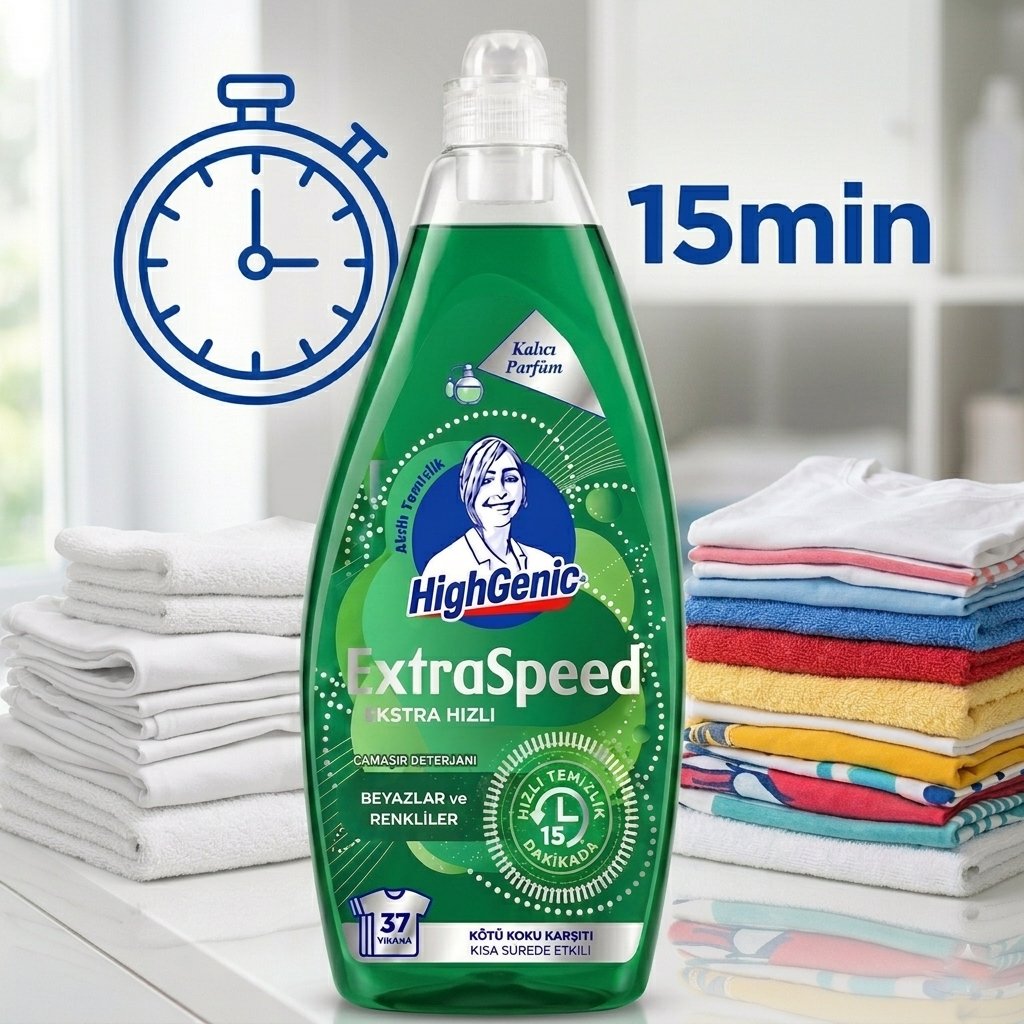 Detergent Gel HIghGenic Extra Speed, Color și Alb, 1,5 Litri