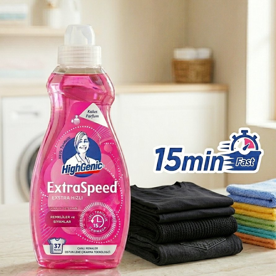 Detergent Gel HighGenic Extra Speed, Color și Negru, 1,5 Litri