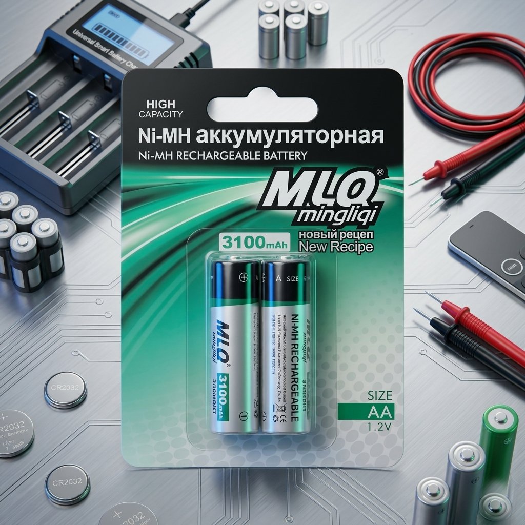 Baterii  reincărcabile MLQ, AA, 1.2V, 3100 mAh, 2 buc