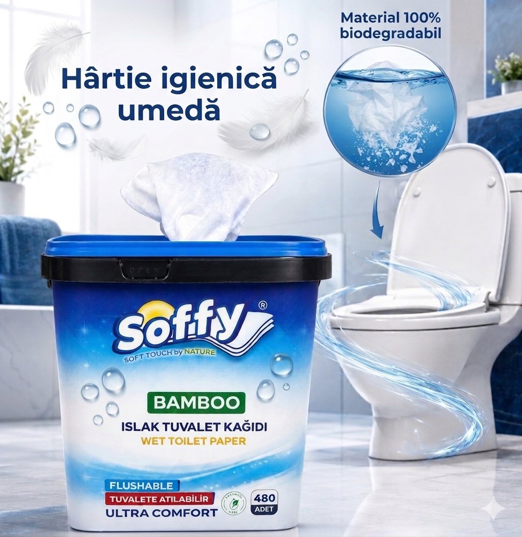 Hartie igienica umeda SOFFY, 480 foi