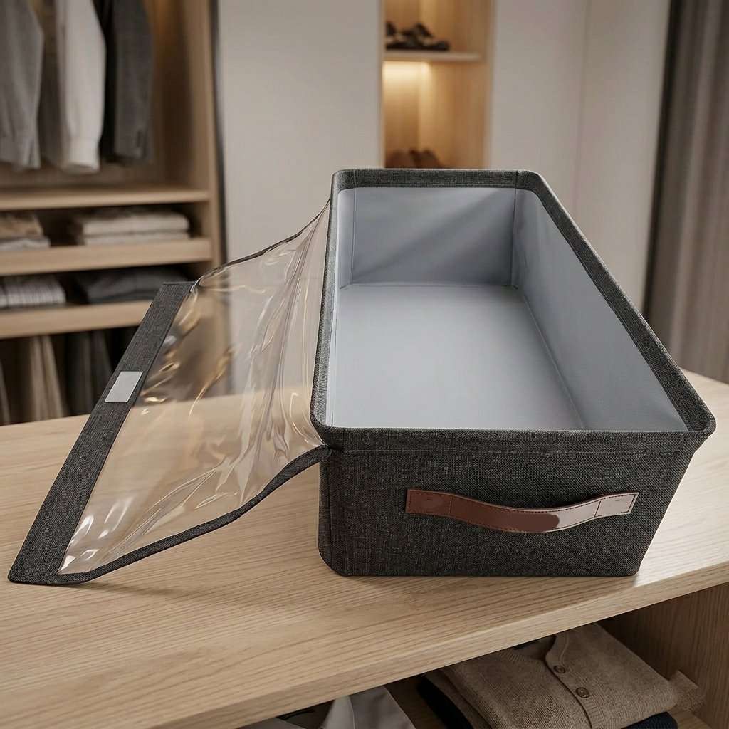 Organizator pliabil pentru dulap cu capac și carcasa metalica 50x35x23cm