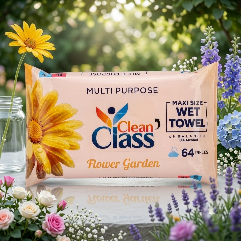 Servetele umede Clean Class, Flowers, 64 buc
