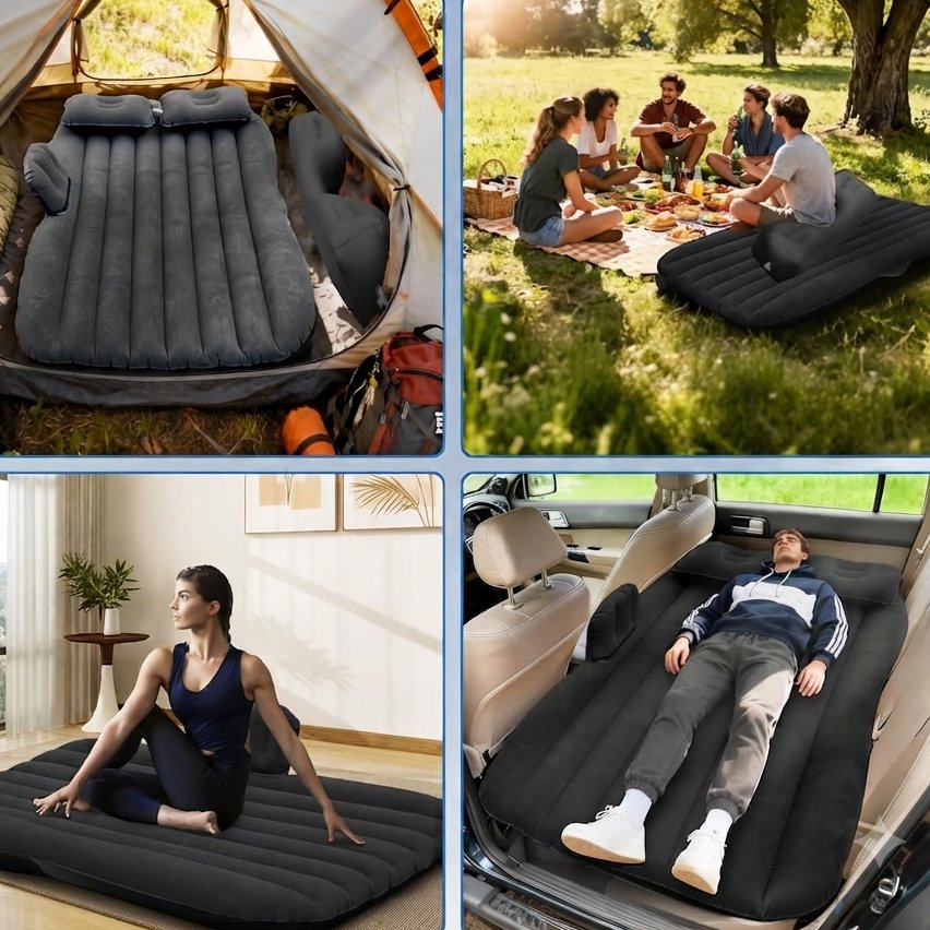 Saltea gonflabilă pentru automobil cu pompă de aer 85 x 135 cm