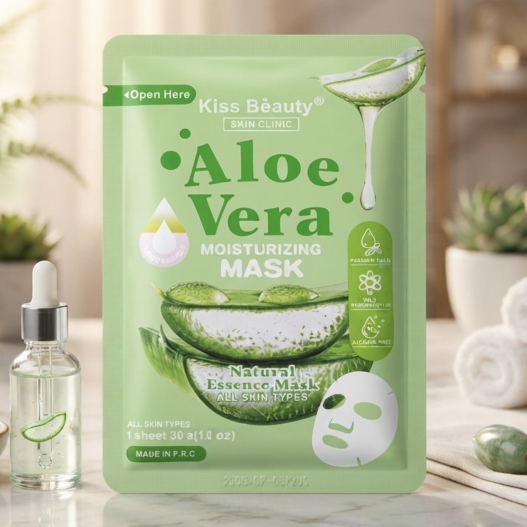 Masca pentru fata Kiss Beauty, Aloe Vera, Moisturizing, 30gr
