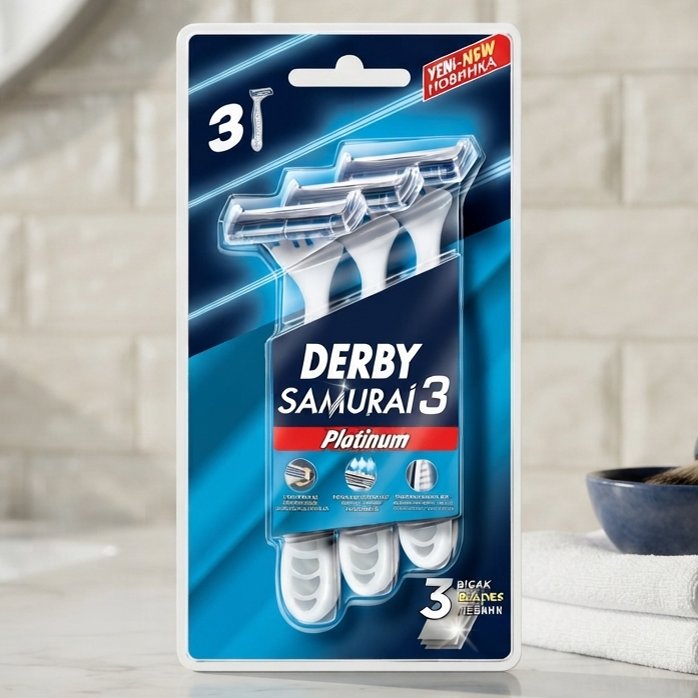 Aparate de ras Derby Samurai Platinum, 3 lame, 3 buc