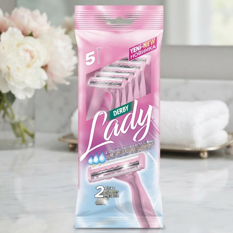 Aparat de ras Derby Lady, 2 lame, 5 buc