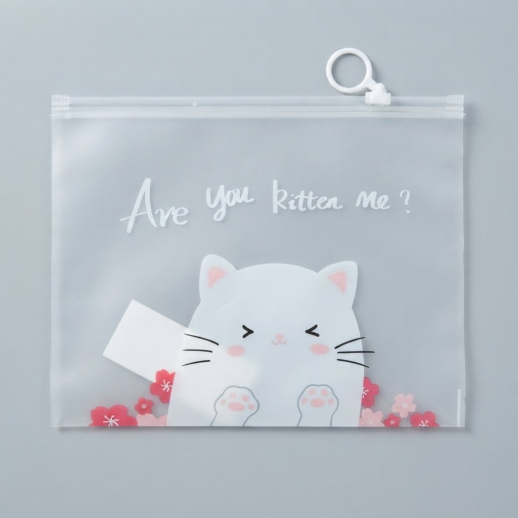 Mapa-plic cu fermoar, semi - transparent, cu desen, A5, PVC