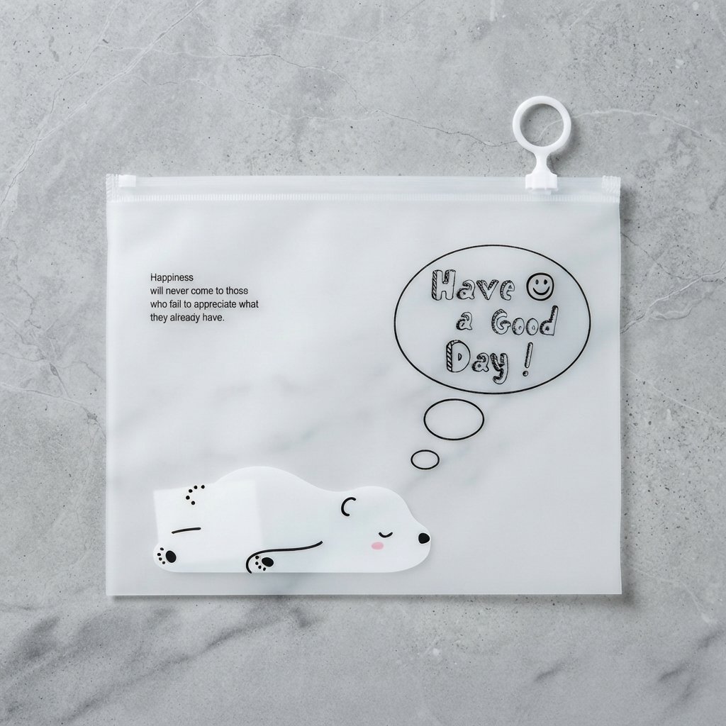 Mapa-plic cu fermoar, semi - transparent, cu desen, A5, PVC