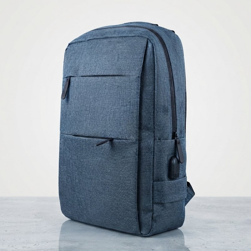 Rucsac, 30 cm x 14 cm x 40 cm, 4 compartimente, cu USB, albastru, 2918