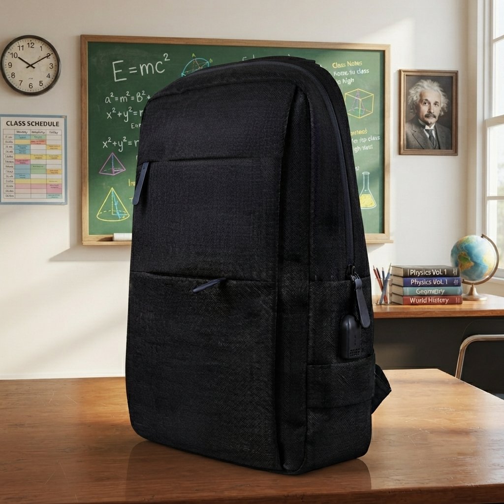 Rucsac, 30 cm x 14 cm x 40 cm, 4 compartimente, cu USB, negru, 2918