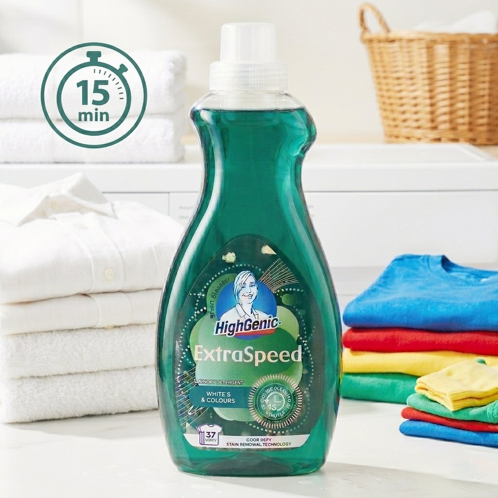 Detergent Gel HighGenic Extra Speed, Color și Alb, 1,5 Litri