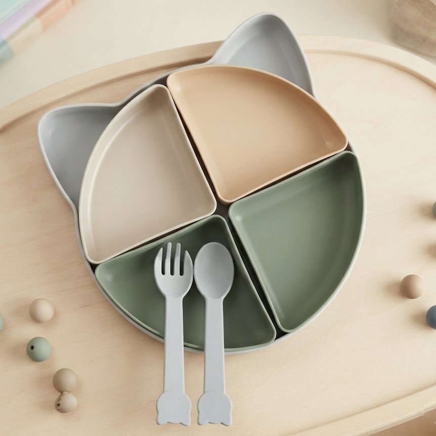 Set de vesela pentru copii, pisicuta, Gondol Plastik, 7 piese