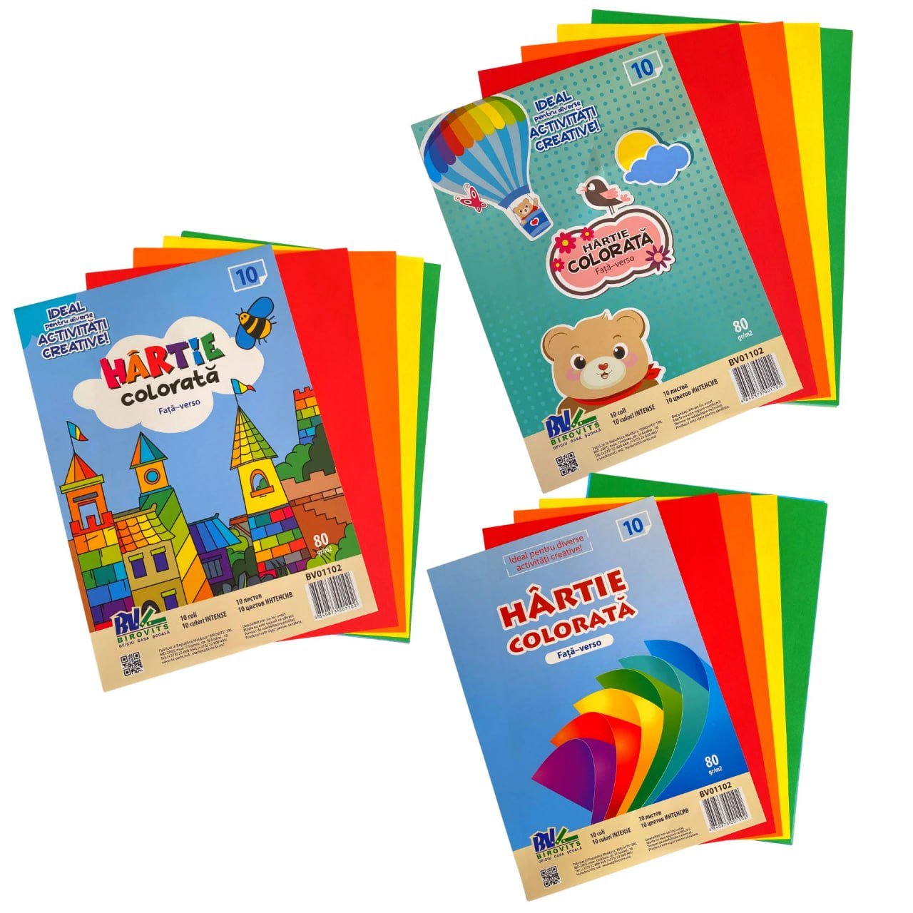 Hartie colorata BV, A4, dubla, 10 foi