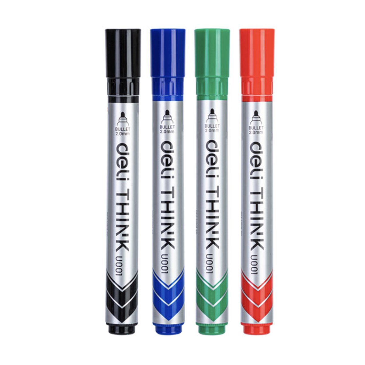 Set markere pentru tabla DELI Think, 2 mm, 4 culori