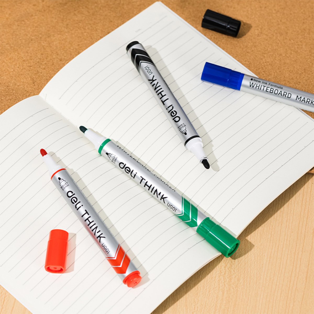 Set markere pentru tabla DELI Think, 2 mm, 4 culori
