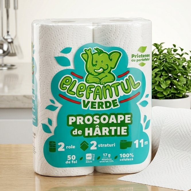 Prosoape de hartie Elefantul Verde  2 role, 100 foi