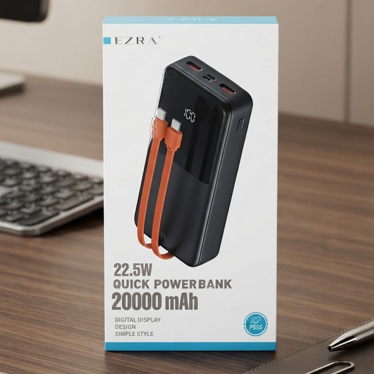 Power Bank 20000 mAh, 22,5 W, EZRA PB85