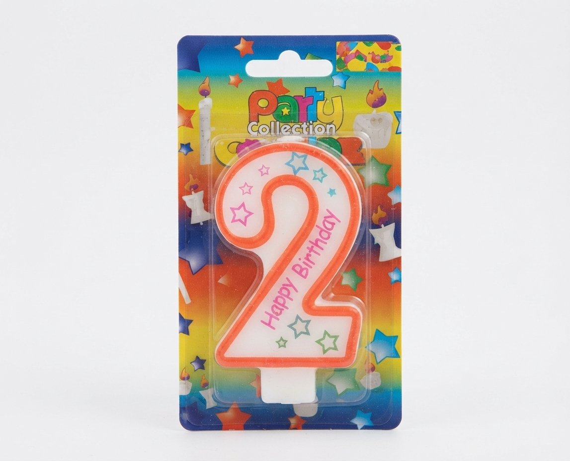 Lumanare cifra cu Happy Birthday 2 (doi)