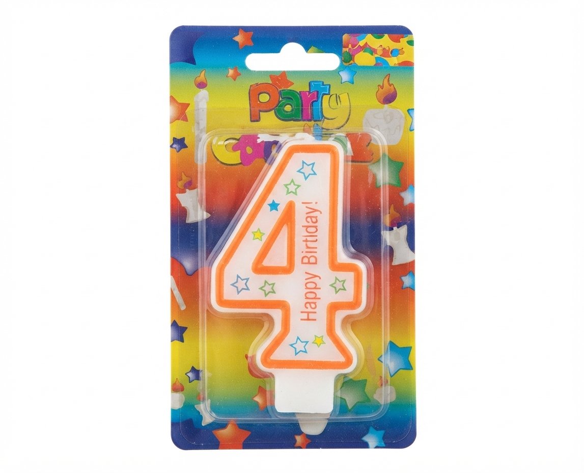 Lumanare cifra cu Happy Birthday 4 (patru)