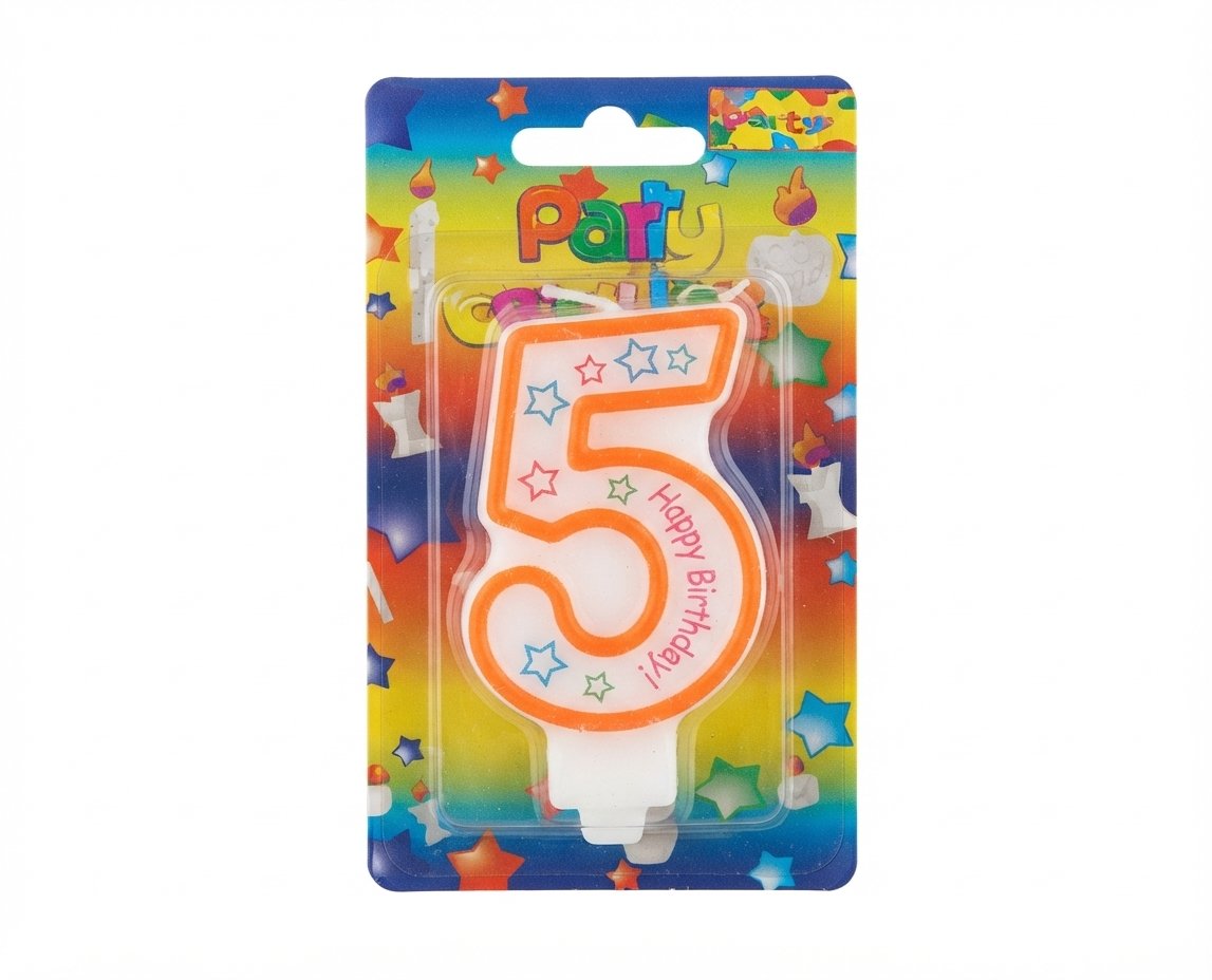 Lumanare cifra cu Happy Birthday 5 (cinci)