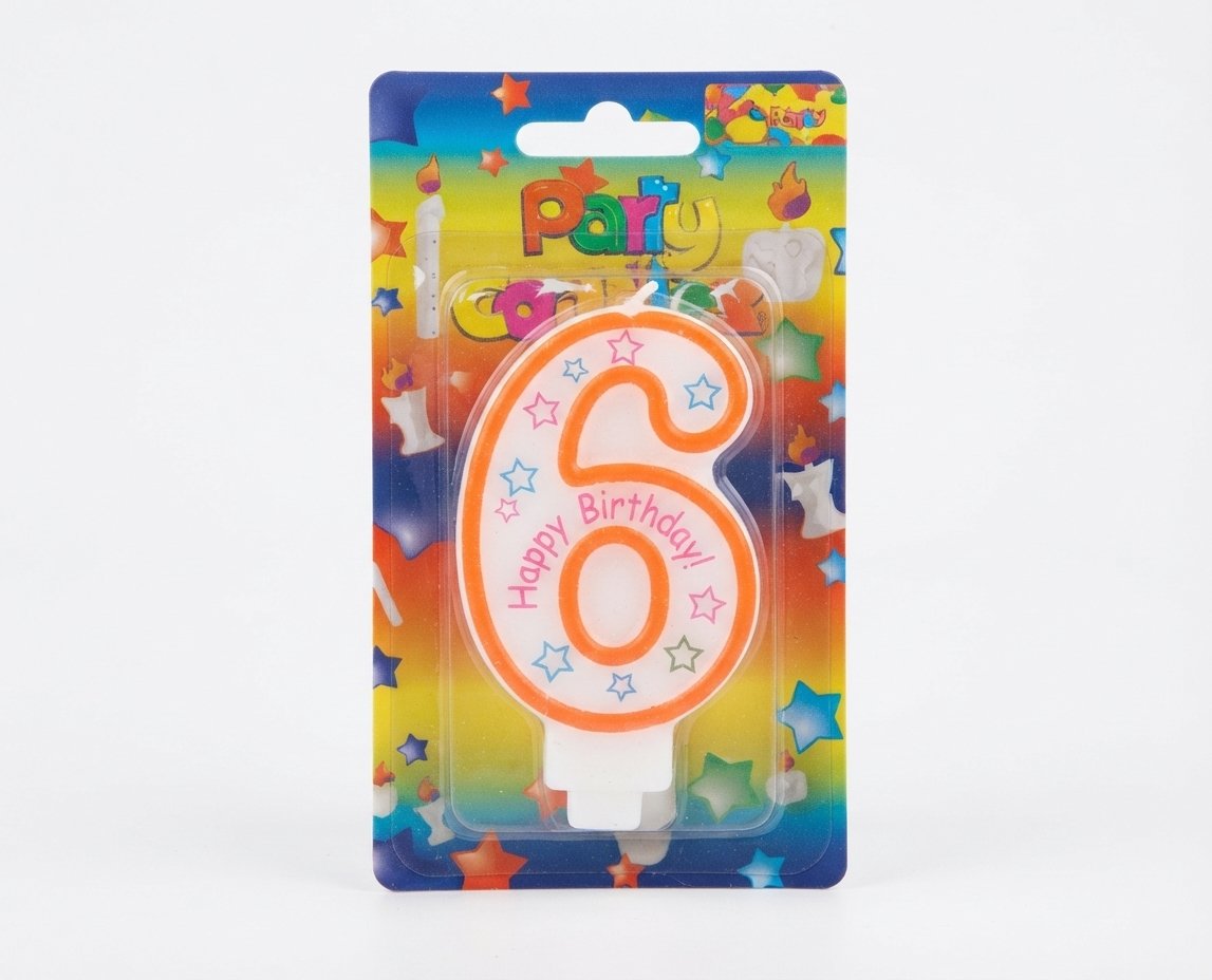 Lumanare cifra cu Happy Birthday 6 (sase)