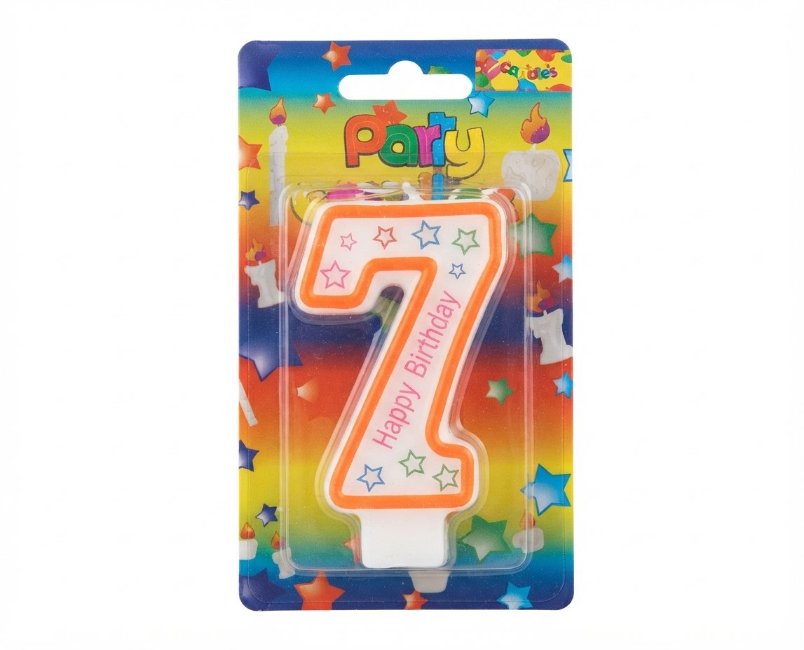 Lumanare cifra cu Happy Birthday 7 (sapte)