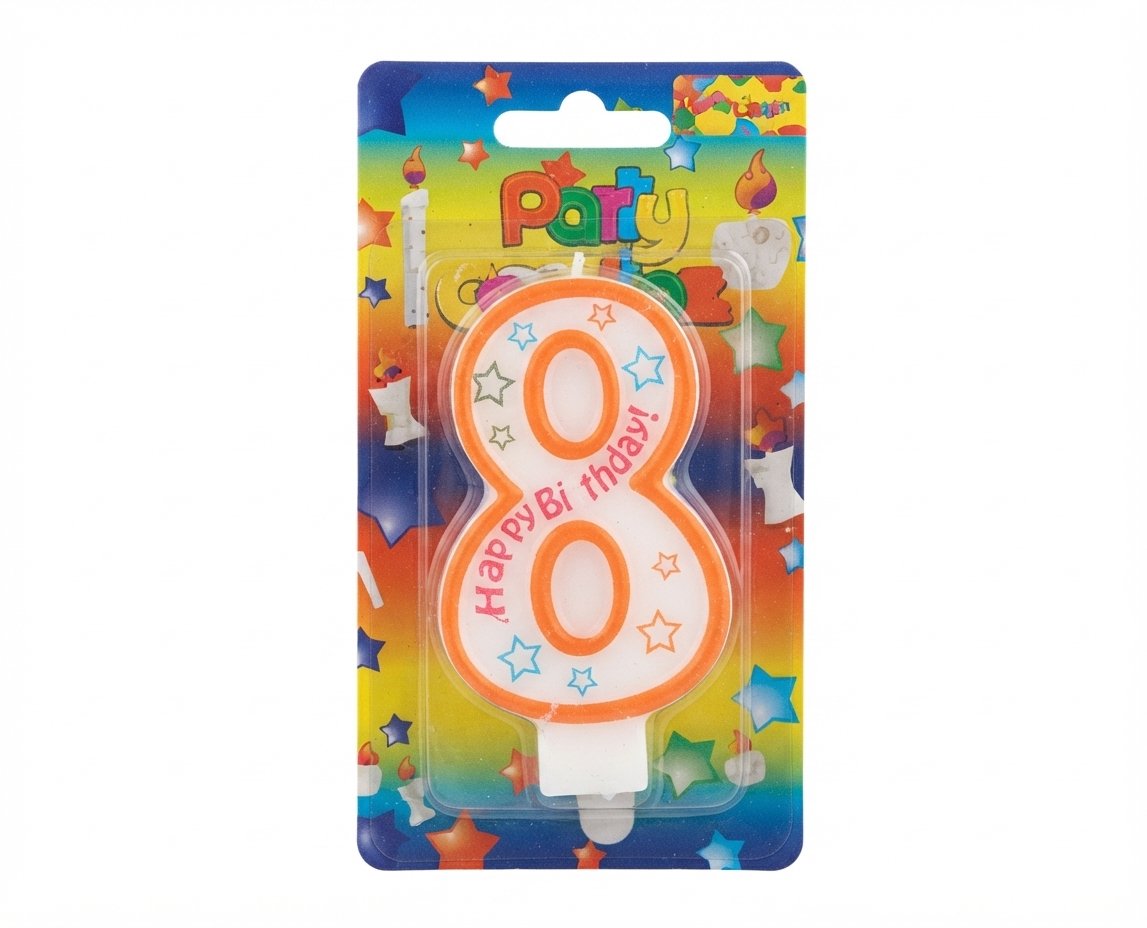 Lumanare cifra cu Happy Birthday 8 (opt)