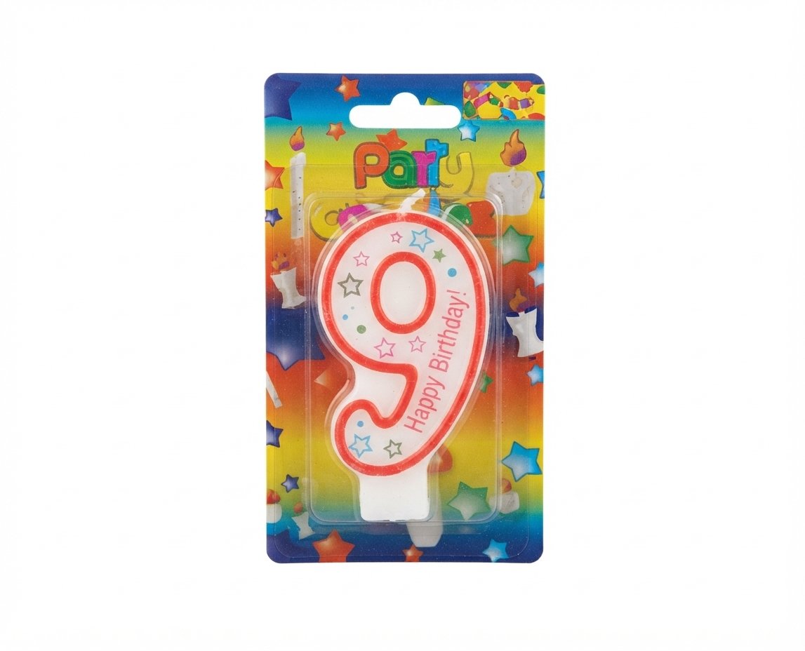 Lumanare cifra cu Happy Birthday 9 (noua)
