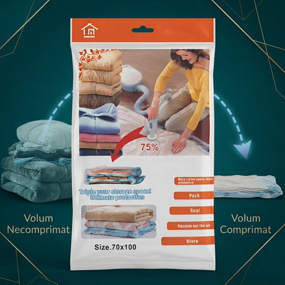 Punga vacuum pentru haine 70x100cm