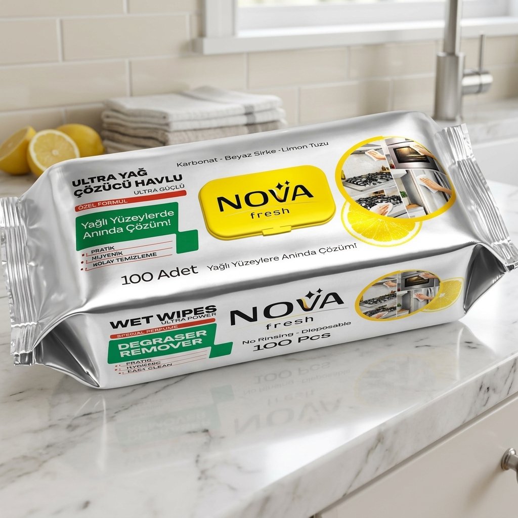 NOVA fresh, Kitchen - servetele umede pentru curatare bucatarie, 100 buc